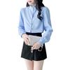 Women's 2024 French Stand-Up Collar Ruffled Long-Sleeve Shirt