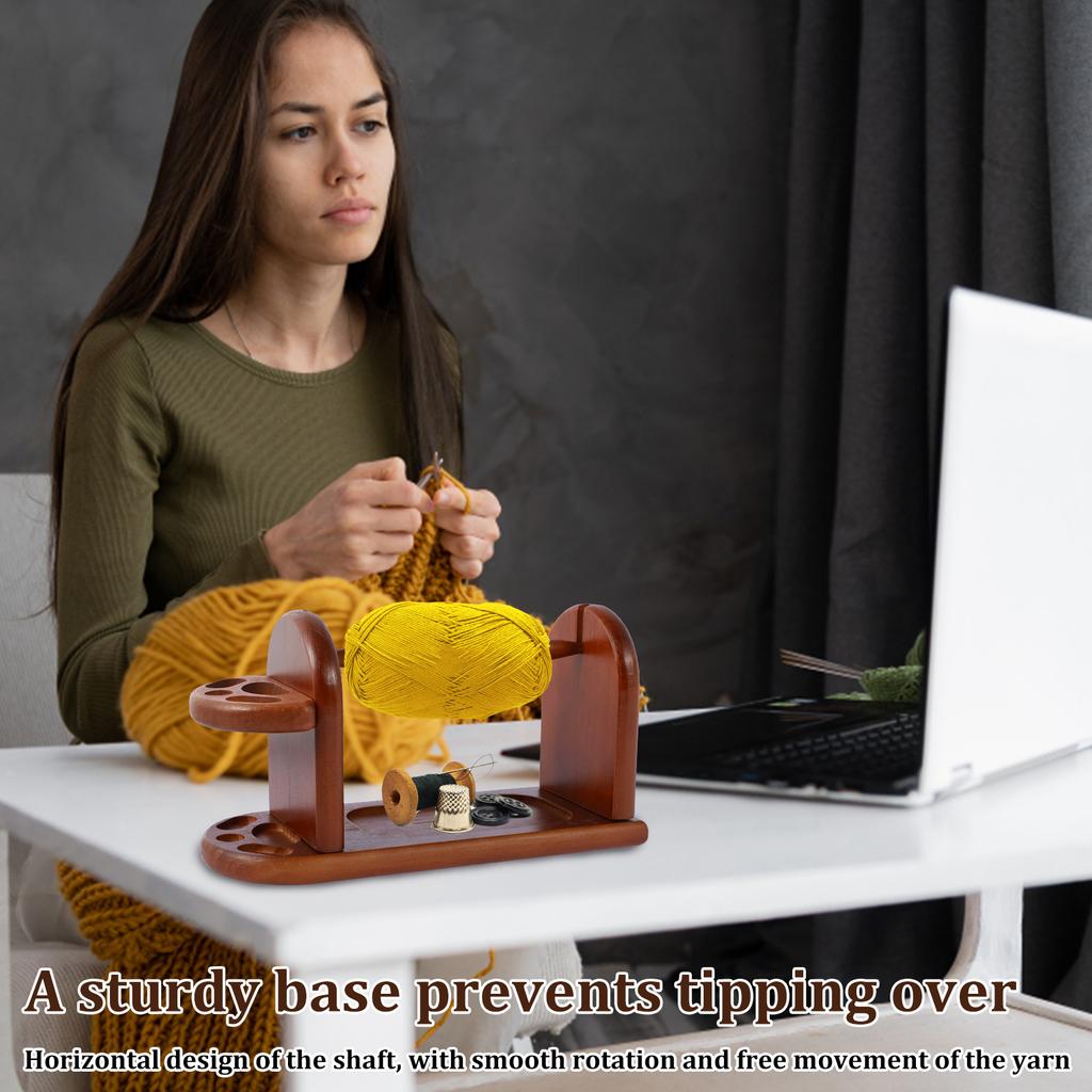 Suport pentru fire din lemn Unelte de tricotat pentru filare Suport pentru fire de croșetat Bobina de fir magnetică rotativă Înfășurator de bile de lână Filator de rotație