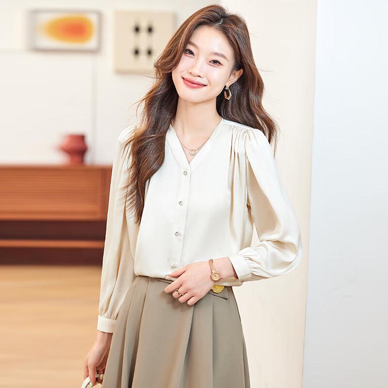 Women s French V-Neck Long Sleeve Blouse XL