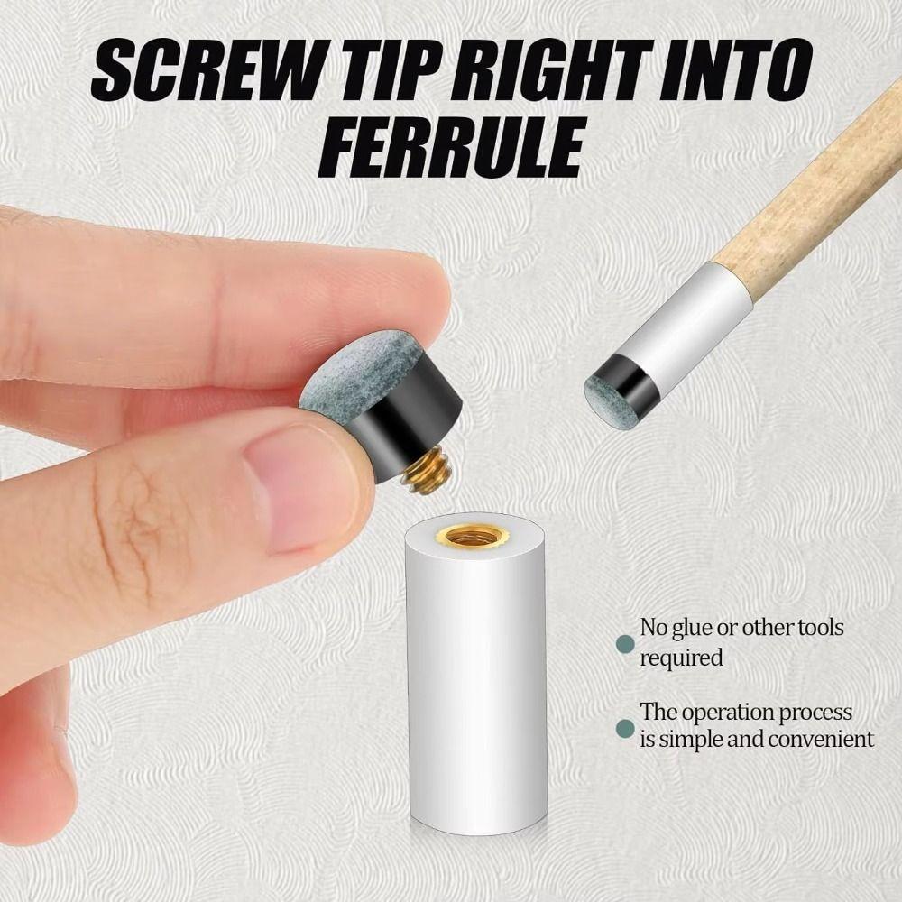 10 Sets 12mm/13mm Cue Stick Ferrules Brass Screw Billiards Head Cover  Billiard Pole