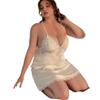 Elegant Plus Size Silk Lace Pajama Set with Chest Pads - Camisole Nightgown for Women up to 200 Jin