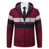 Men's Hooded Sweater Cardigan Sweater New Hooded Color Block Large Size Cardigan Sweater
