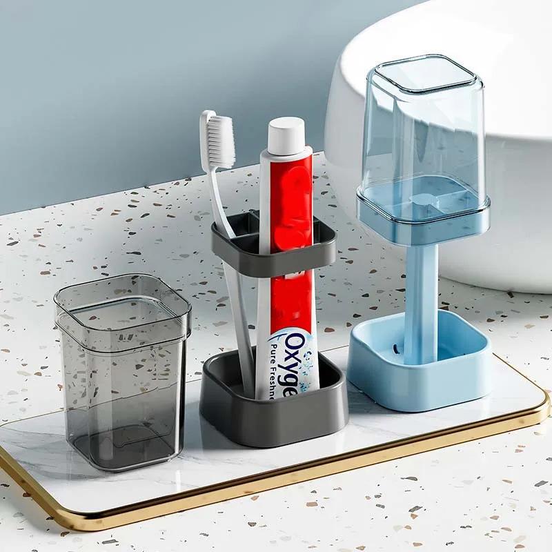 Minimalist Toothbrush Holder Set Compact Storage Organizer with Gargle Cup, Bathroom Tumbler, and Rack Space-Saving Bathroom