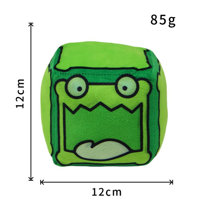 Juguetes de Peluche Cubo Geometry Dash Almohada Pequeña Muñeco de Peluche Relleno Colgante Cuadrado Juego Lindo Decoración para el Hogar Regalo de Cumpleaños para Niños