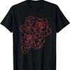 Red Rose Outline Cute Flower Floral Design Girls Gift T-Shirt