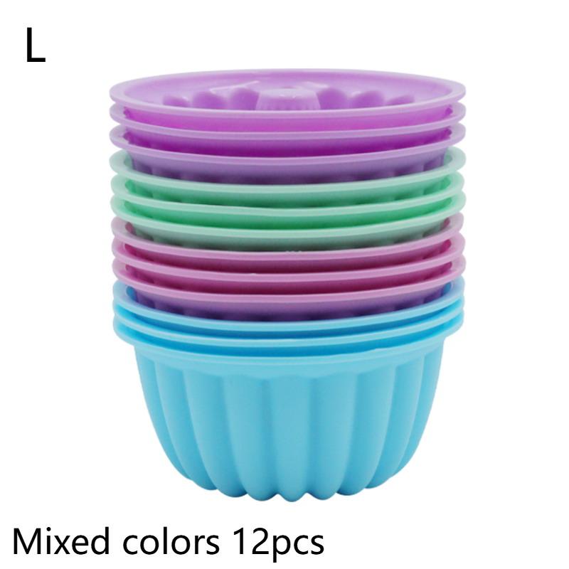 12 Pièces/set De Moules À Gâteaux En Silicone De Qualité Alimentaire, Godets À Muffins Ronds Multicolores, Moules À Gâteaux En Silicone De Cuisson