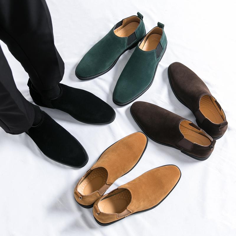 Fashion Men Business Loafers with Pointed Frosted Surface Lightweight Comfortable Fashionable and Formal Shoes In Sizes 38-48 Men Shoes