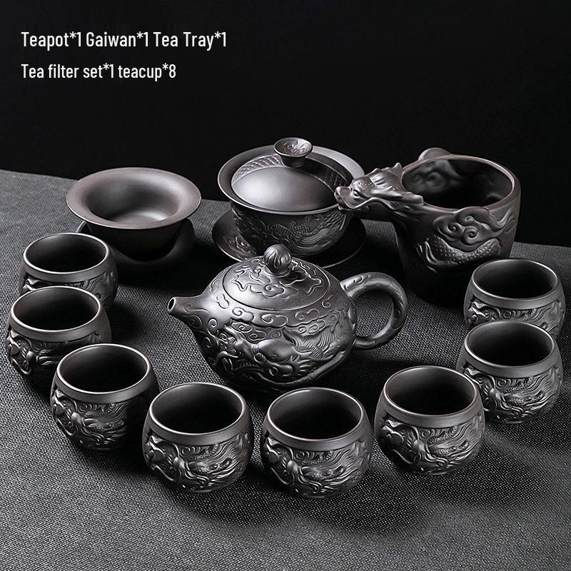 Japanese Style Auspicious Dragon Zisha Tea Set