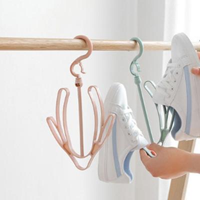 Rotatable Clothes Plastic Drying Hanger 2 Hooks Storage Shelf Shoe Racks