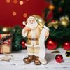 Santa Claus Figurine Small Resin Santa Sculpture with Gift Bag/Wish List for Mantle Bookshelf Tabletop New Year Party Decoration