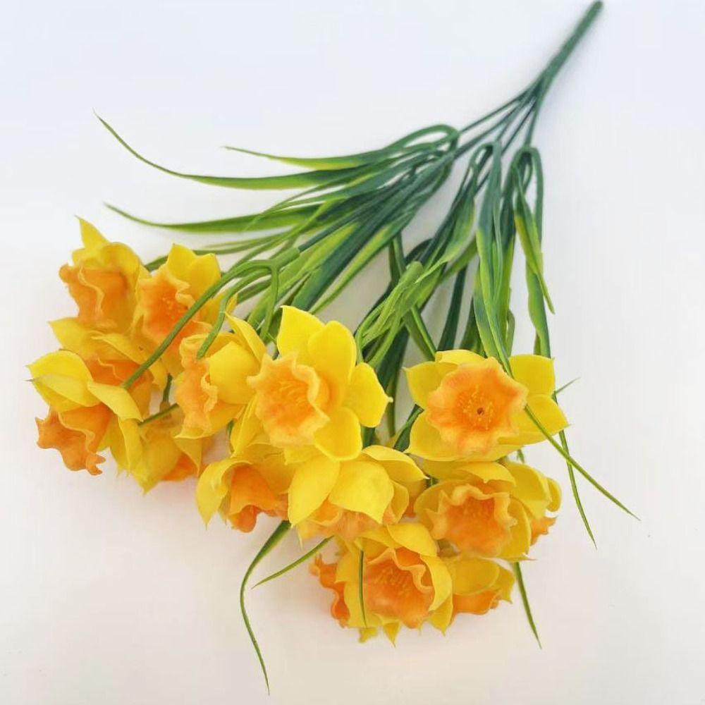 DIY Floral Artificial Daffodils Realistic Fall Decor Daffodils Artificial Flowers Soft Simulated Flowers Valentine's Day Gift