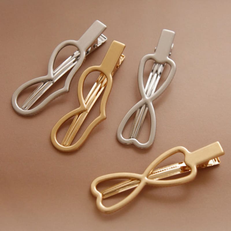 

J.Lauren Metal Heart Ribbon Hair Clip H01198 Heart Silver