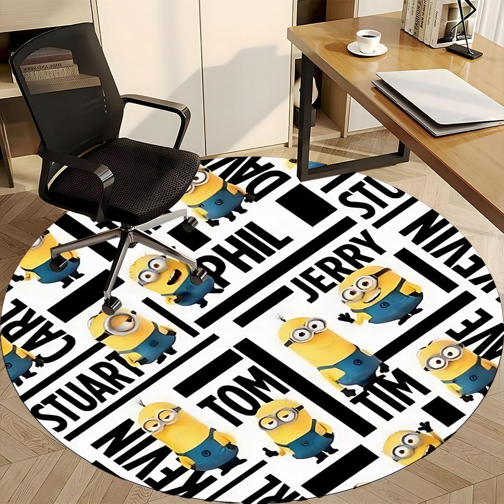 1PC Minions Characters Office Round Area Rug, Indoor Mat Suitable For Office, Under Office Chairs Bedroom Living Room Home Decor, Room Deco1101