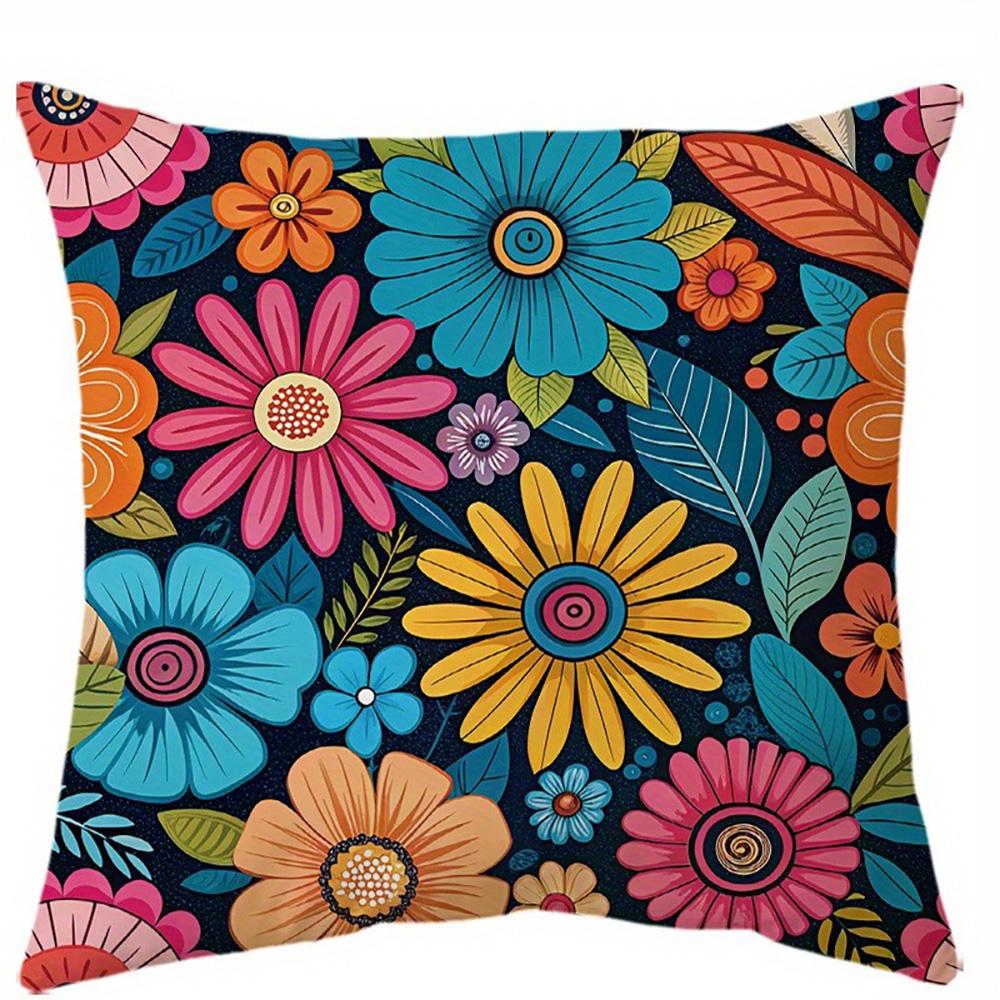 Kolorowe poszewki na poduszki w kwiatowy wzór: Dodaj żywy akcent do swojej przestrzeni! Poszewka na poduszkę do sofy dekoracja pokoju domowego płaski druk 2D