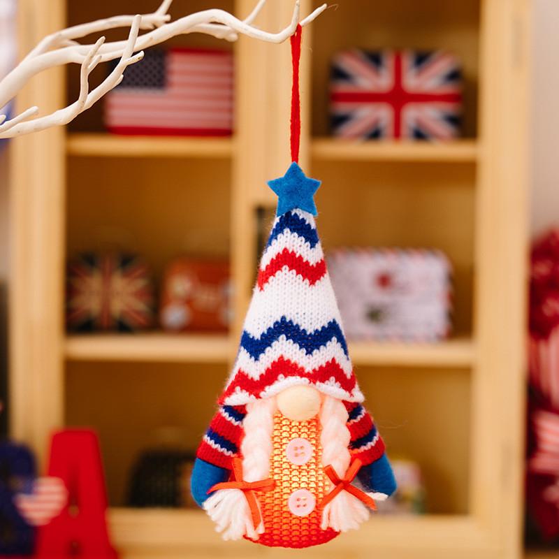 

Plush Whimsical Gnome With Hat And Lights Perfect For Fourth Of July Decor