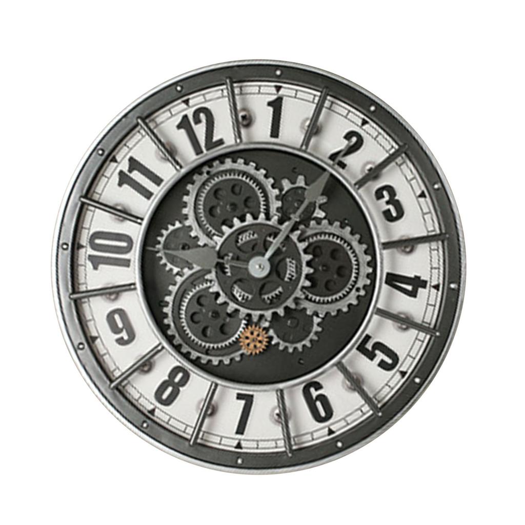 Moving Gears Wall Clock Rustic Industrial Oversized Wall Clock Heavy Duty for Living Room 7706