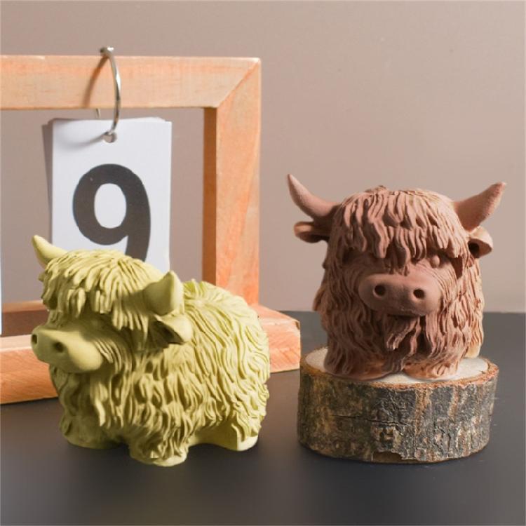 Yak Kopf Statue Silikon Kerzenformen für Epoxidharz Handgemachte Kerze Seife Topfpflanzenvase Heimdekoration