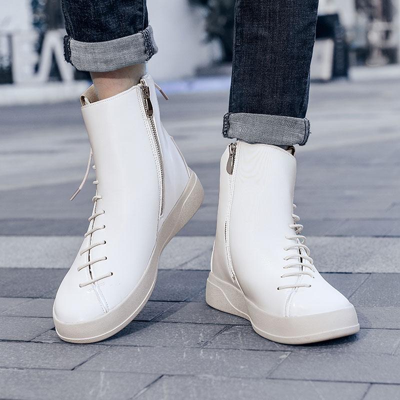 Nová móda vysoké pánské boty osobnost evropská stanice módní boty pánské populární boční zip protiskluzové boty na desku