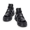 Nya Punkstil Dam Skor Gotiska Ankel Rock Stövlar Snörning Klackhöjd 9CM Platåskor Kvinna Metalldekor Kvinna Sneakers