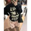 Spring Autumn Fashion Harajuku Letter Printing Cotton T-shirt Women Long Sleeve Loose Casual Pullover Tee Top