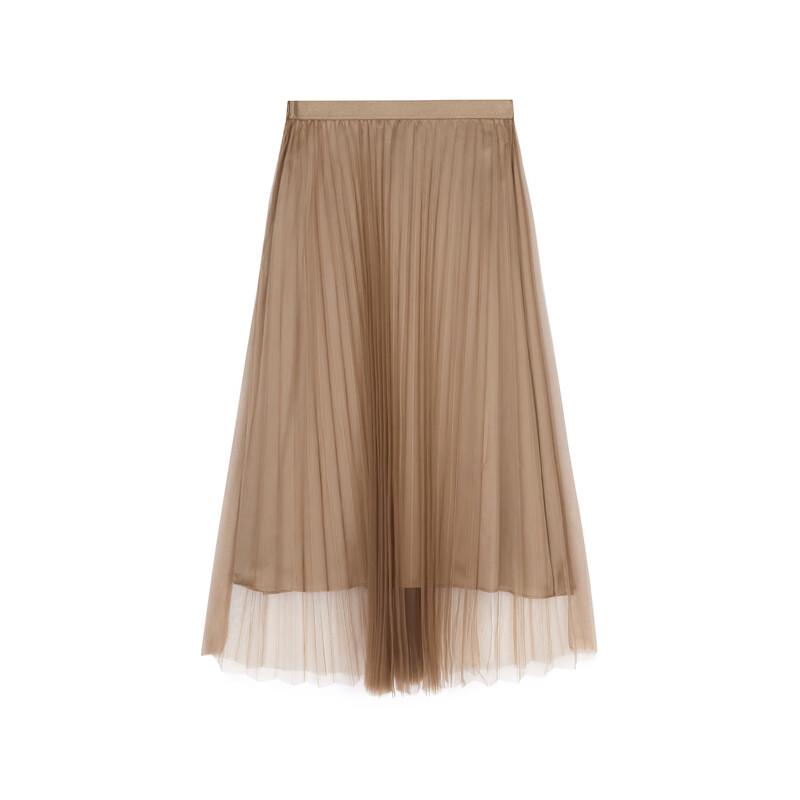 JNBY Pleated Mesh A-Line Mid-Length Skirt