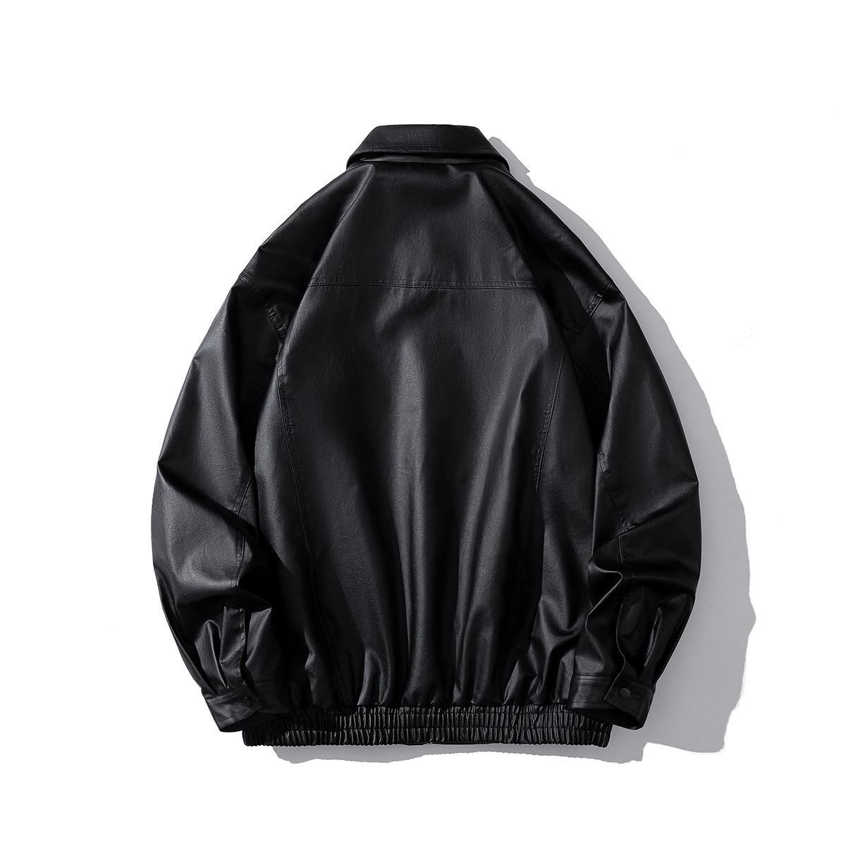 Новая куртка из искусственной кожи мужская весенняя свободная модная универсальная куртка — фото 5