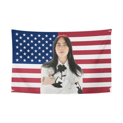 Billie Eilish įkvėptas sieninis meno gobelenas, madingas muzikos žvaigždės spaudinys, stilingas namų fono dekoras miegamajam ir bendrabučiui
