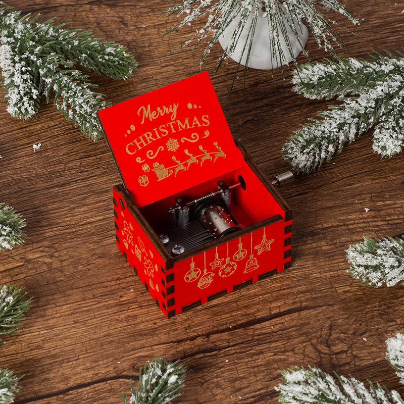 Wooden Hand-Cranked Christmas Music Box Ornament