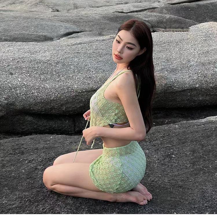 Women's Four-Piece Fashion Lace Bikini Set - Casual, Breathable, European & American Style