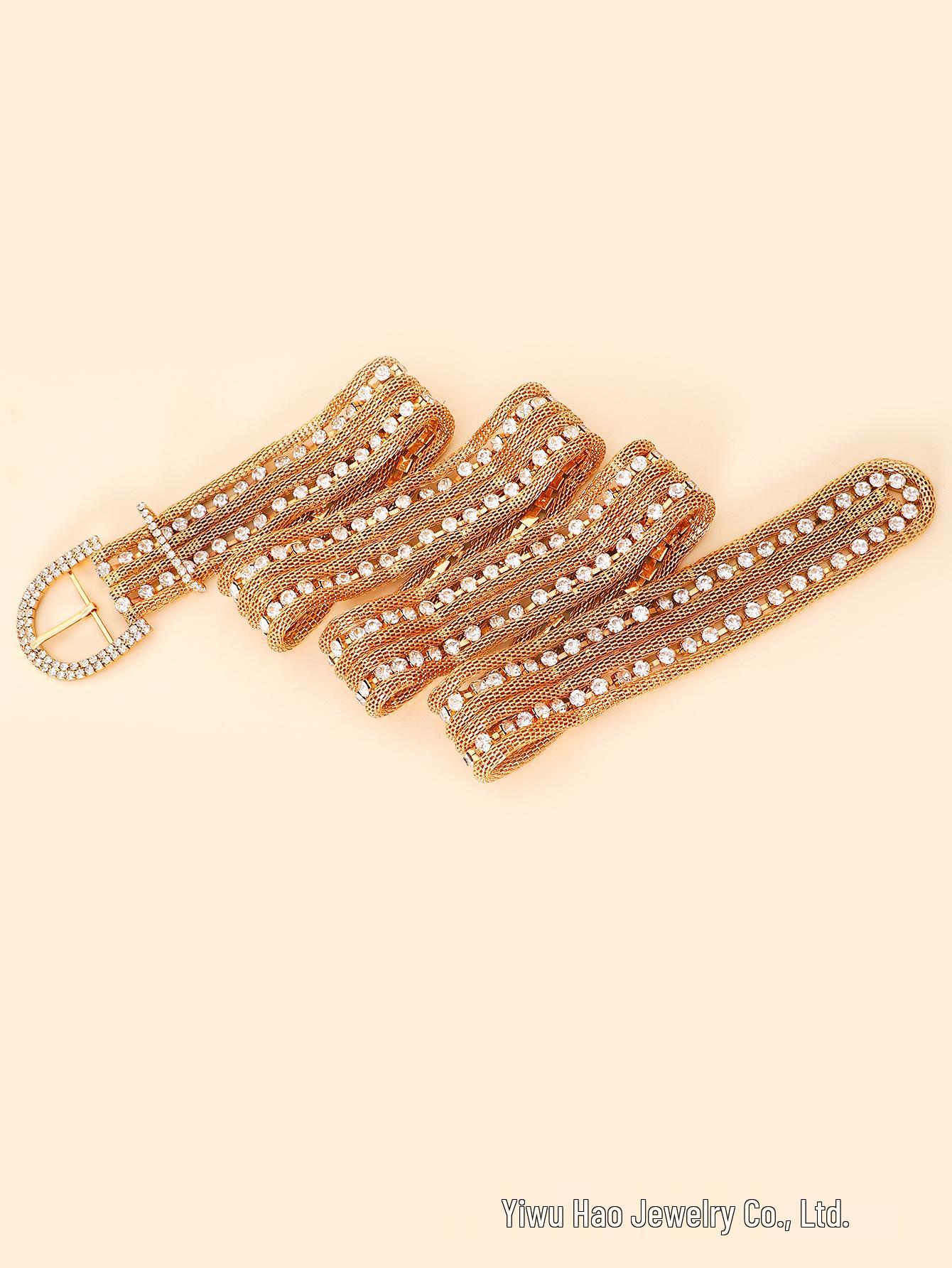 European and American Style Rhinestone Hip Hop Leather Belt 105 cm