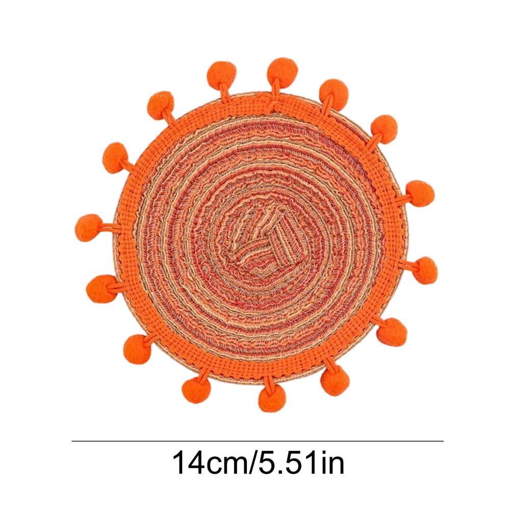 

Absorbent Coasters 5 Pieces Boho Heat Resistant Woven Cotton Cup Coasters For Drinks For Home Decor Bedroom Kitchen Office помаранчевий