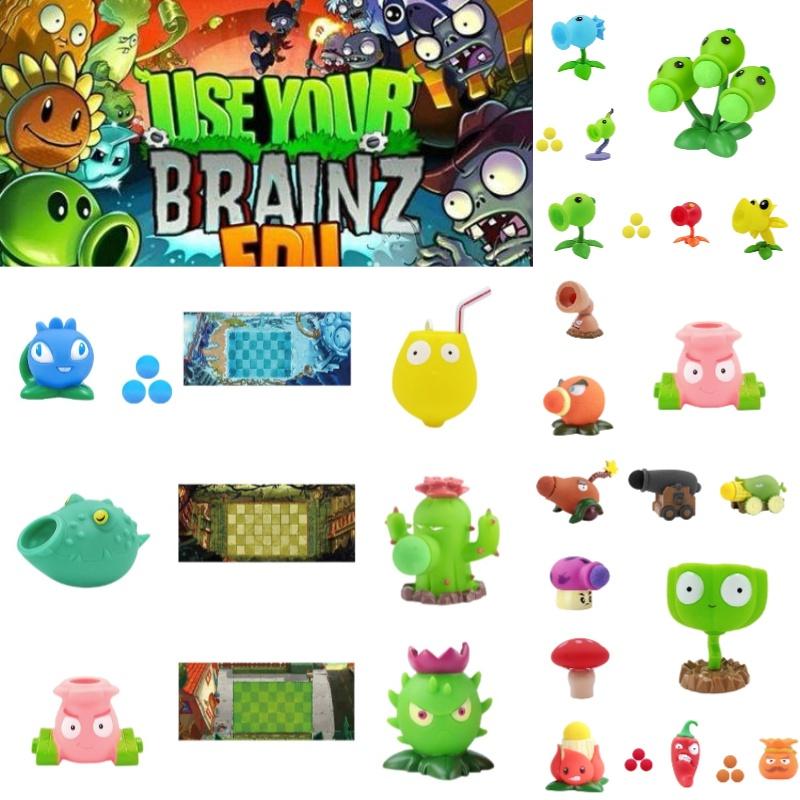 Plant Vs. Zombie Toy Olive Machine Gun With Pea Clip And Corn Shooter Accessories