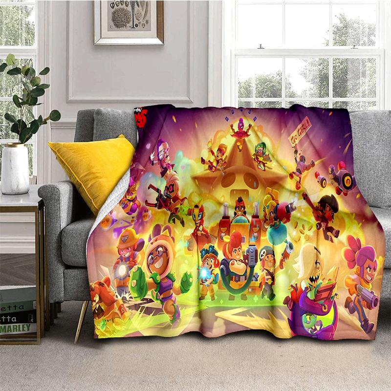 

2025 Новый стиль Brawlls мультфильм игра одеяло, мягкий плед одеяло для дома спальни кровати дивана путешествия пикник чехол детский подарок 30x40in