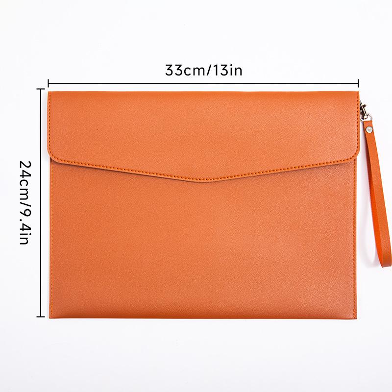 Leather A4 Document Folder - Korean Style Customizable File Bag with Logo Option