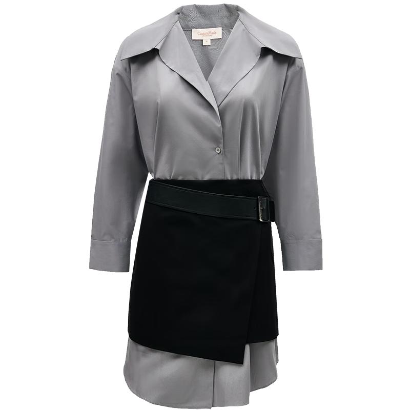 VEROMODA Women's Lapel Dropped Shoulder Two-Piece Shirt Dress