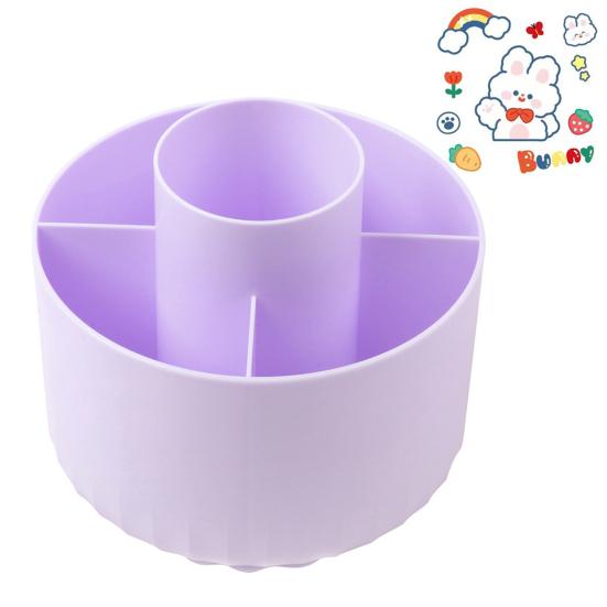 

Держатель для кистей для макияжа, косметическое хранилище, дизайн на 360 градусов, вращающаяся коробка с 5 слотами, большая емкость, карандаш фиолетовый