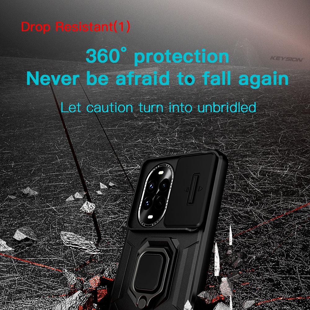 KEYSION Shockproof Case for Huawei Nova 13 Pro Slide Camera Lens Protection Ring Stand Phone Back Cover for Huawei Nova13 13 Pro