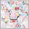 Set of 52 Blue & Pink INS Style Stickers - Cute Cartoon Forest Design for Girly Heart DIY Phone Case Decor with Waterproof Feature