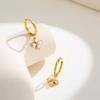 Luxury Zircon Four Leaf Flower Hoop Earrings for Women, Hypoallergenic Stainless Steel Charm Earrings, Party Jewelry Gift
