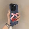 Cherries Lambskin Leather Phone Case For iPhone 17 Pro Max Air 16 15 14 13 12 11 Pro Max Plus X XS MAX XR Hard Back Cover