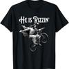 He Is Rizzin Jesus Riding Bmx Bike Funny Bicycle Rizz T Shirt