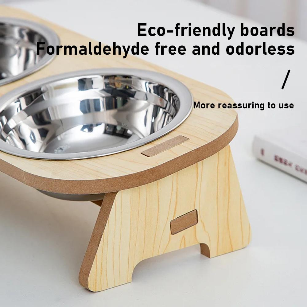 Elevated Small Toy Dog Cat Bowls Tilted Adjustable Puppy Feeder Stand with 2 Stainless Steel Bowls for Puppies Cats Accessories