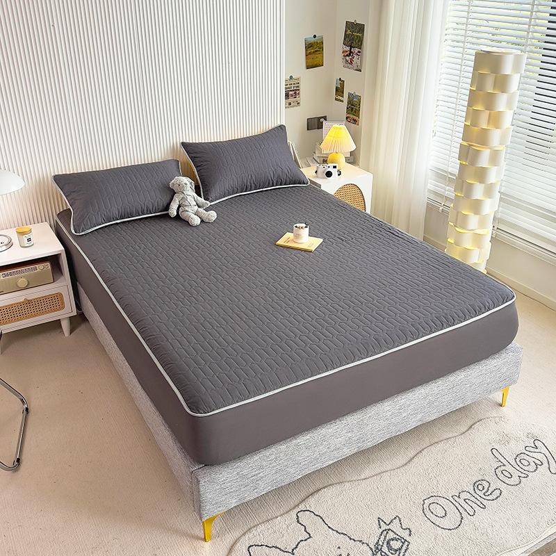 New Cartoon Quilted Fitted Sheet Bed Cover Single Piece Dustproof Anti-slip Mattress Protector Student Dormitory Fitted Sheet Sheet single piece-90x200cm