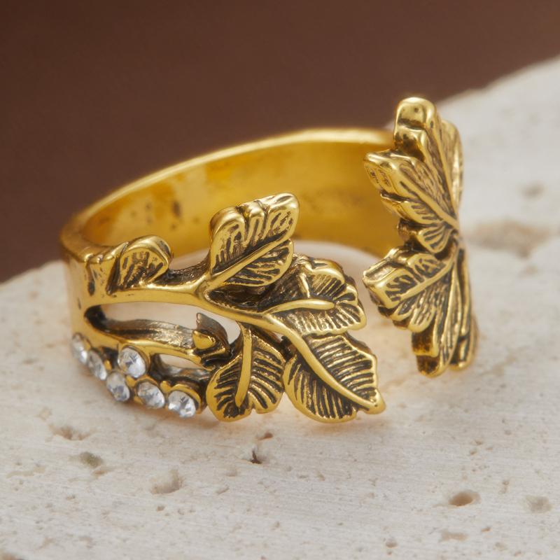 Creative Retro Niche Exquisite Branch Maple Leaf Ring Women's  Creative Holiday Party Valentine's Day Jewelry Accessories