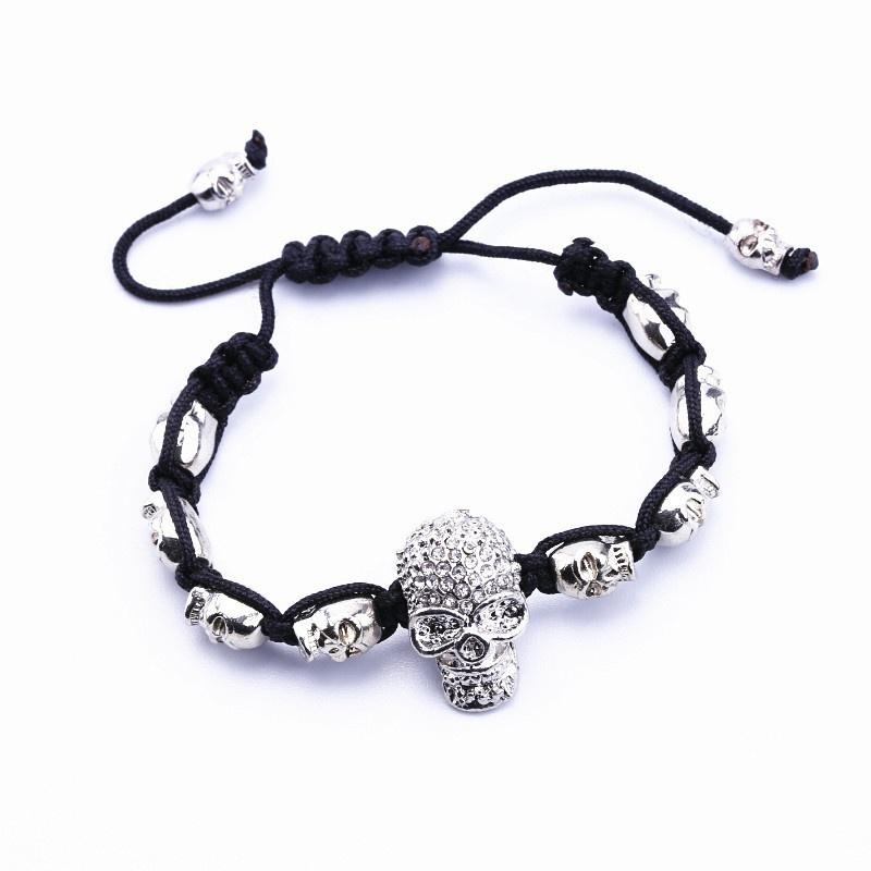 Унисекс Браслет Шнур Кожаный Плетеный Веревка Череп Регулируемый Подарок Панк
