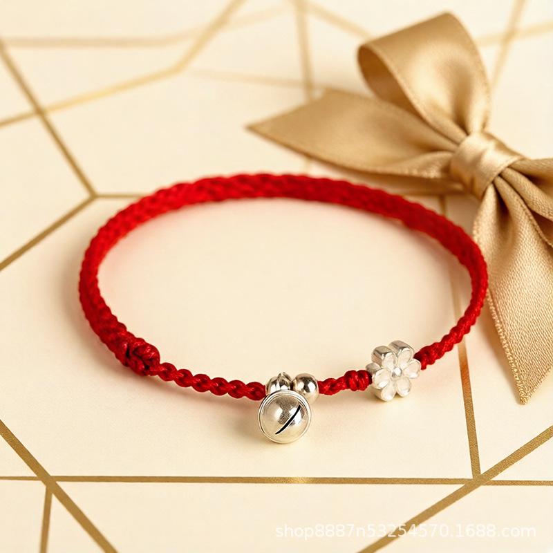 Sterling Silver Hand-Woven Adjustable Bell Flower Bracelet