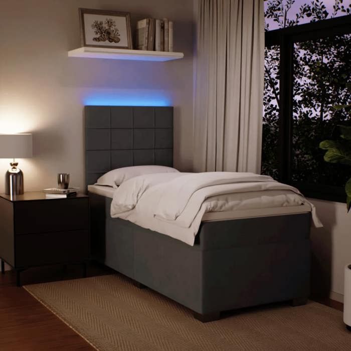 Maison Exclusive - Slatted Bed Base and Mattress Dark Grey 90x200 Cm Velvet