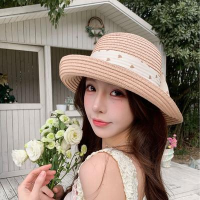 Spring And Summer Casual Straw Hat Women'S Breathable Short-Brimmed Fashion Sun Hat Versatile Sun Hat Bow Basin Hat