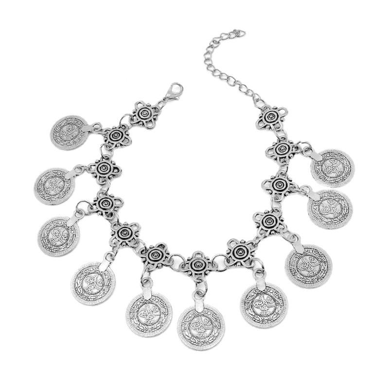 

Этническое ожерелье-цепочка на ключицу в ретро-стиле с золотой монетой - Дорожные кино- и теле- ювелирные аксессуары