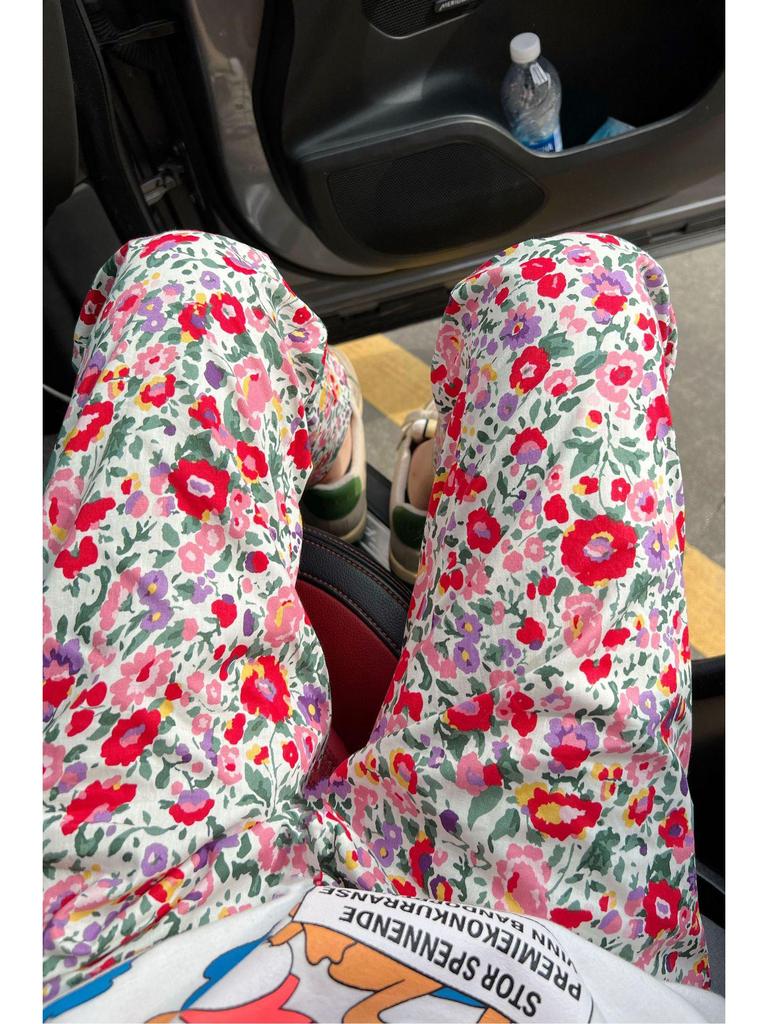 European & American Style Women's Floral Pajama Pants - Loose, Casual, Suitable for Spring & Autumn, Wearable Outdoors